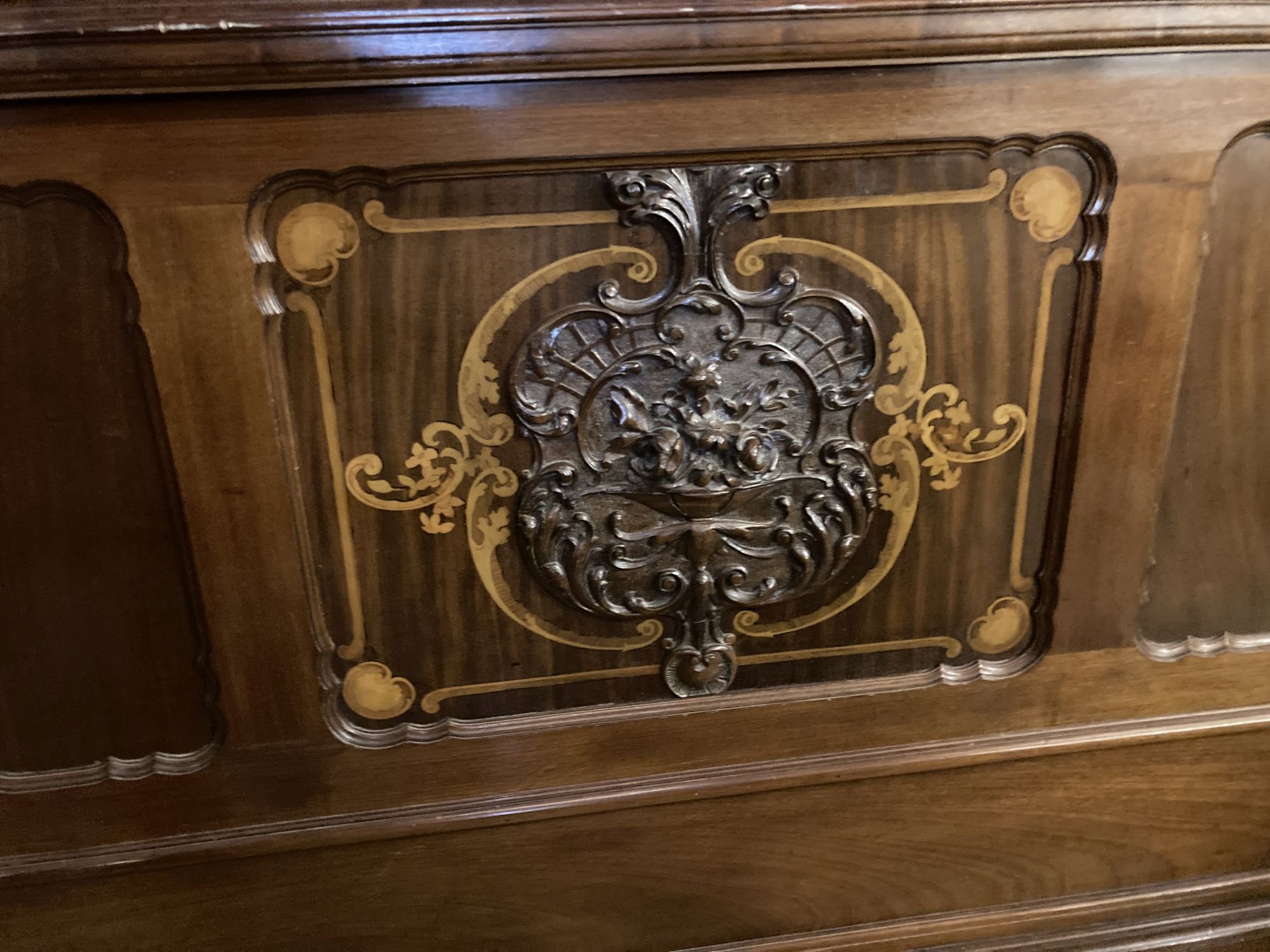 A large mahogany bedstead, width 220cm